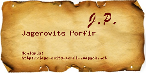 Jagerovits Porfir névjegykártya